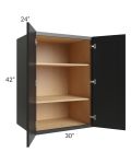 Onyx Black Shaker 30x42x24 Split Pantry Wall Cabinet