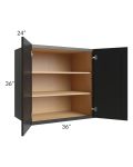 Onyx Black Shaker 36x36x24 Split Pantry Wall Cabinet
