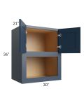 Midtown Blue Shaker 30x36x21 Microwave Wall Cabinet