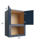 Midtown Blue Shaker 30x42x21 Microwave Wall Cabinet