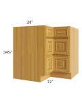 Glazed Praline 36" Corner Three Drawer Base Cabinet