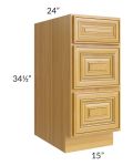 Glazed Praline 15" 3-Drawer Base Cabinet