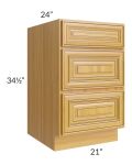 Glazed Praline 21" 3-Drawer Base Cabinet