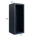 Midtown Blue Shaker 15x36 Wall Cabinet (No Door) To Be Used With A Glass Door