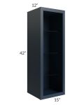 Midtown Blue Shaker 15x42 Wall Cabinet (No Door) To Be Used With A Glass Door