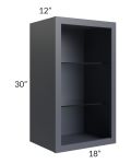 Midtown Indigo Shaker 18x30 Wall Cabinet (No Door) To Be Used With A Glass Door