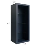 Midtown Blue Shaker 18x42 Wall Cabinet (No Door) To Be Used With A Glass Door