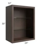 Vienna Kona Brown 24x30 Wall Cabinet (No Doors) To Be Used With Glass Doors