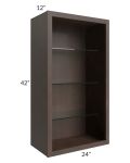 Vienna Kona Brown 24x42 Wall Cabinet (No Doors) To Be Used With Glass Doors