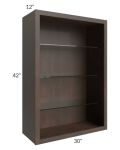 Vienna Kona Brown 30x42 Wall Cabinet (No Doors) To Be Used With Glass Doors