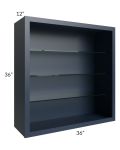 Midtown Blue Shaker 36x36 Wall Cabinet (No Doors) To Be Used With Glass Doors