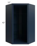 Midtown Blue Shaker 24x42 Corner Wall Cabinet (No Door) To Be Used With A Glass Door