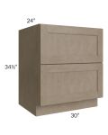 Cobblestone Grey 30" 2-Drawer Base Cabinet
