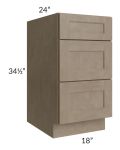 Cobblestone Grey 18" 3-Drawer Base Cabinet