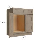 Cobblestone Grey 30" Vanity Sink Base Cabinet (Drawers on Right)