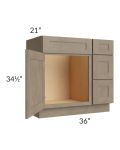 Cobblestone Grey 36" Vanity Sink Base Cabinet (Drawers on Right)