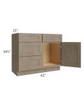 Cobblestone Grey 42" Vanity Sink Base Cabinet (Drawers on Left)