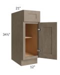 Cobblestone Grey 12" Vanity Base Cabinet