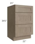 Cobblestone Grey 21" Vanity Three Drawer Base Cabinet