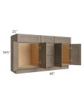 Cobblestone Grey 60" Vanity Sink Base Cabinet with Drawers