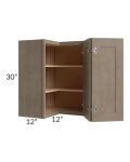 Cobblestone Grey 24x30 Easy Reach Corner Wall Cabinet