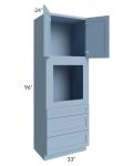 Sky Blue Shaker 33x96 Oven Cabinet