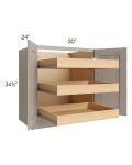 Catalina Mist 30" Full Height Base Cabinet with 3 Rollout Trays