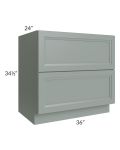 Catalina Meadow Green 36" 2-Drawer Base Cabinet