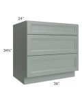 Catalina Meadow Green 36" 3-Drawer Base Cabinet - Low stock through March