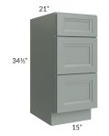Catalina Meadow Green 15" 3-Drawer Vanity Base Cabinet 