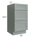 Catalina Meadow Green 18" 3-Drawer Vanity Base Cabinet