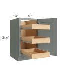 Catalina Meadow Green 18" Full Height Door Base Cabinet with 3 Rollout Trays