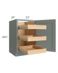 Catalina Meadow Green 21" Full Height Door Base Cabinet with 3 Rollout Trays