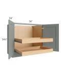 Catalina Meadow Green 36" Full Height Base Cabinet with 2 Rollout Trays