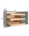 Catalina Meadow Green 36" Full Height Base Cabinet with 3 Rollout Trays