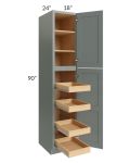 Catalina Meadow Green 18x90x24 Wall Pantry Cabinet with 4 Rollout Trays - Low stock through March