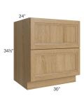 Catalina Toffee 30" 2-Drawer Base Cabinet