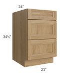 Catalina Toffee 21" 3-Drawer Base Cabinet