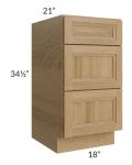 Catalina Toffee 18" 3-Drawer Vanity Base Cabinet