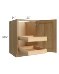 Catalina Toffee 21" Full Height Door Base Cabinet with 2 Rollout Trays