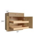 Catalina Toffee 33" Base Cabinet with 2 Rollout Trays