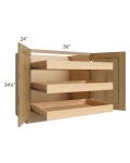Catalina Toffee 36" Full Height Base Cabinet with 3 Rollout Trays