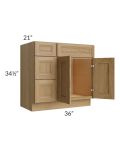 Catalina Toffee 36" Vanity Base Cabinet (Drawers on Left)