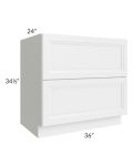 Catalina White 36" 2-Drawer Base Cabinet