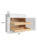 Catalina White 33" Base Cabinet with 2 Rollout Trays