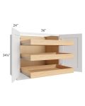 Catalina White 36" Full Height Base Cabinet with 3 Rollout Trays