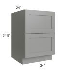 Shale Grey Shaker 24" 2-Drawer Base Cabinet