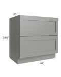 Shale Grey Shaker 36" 2-Drawer Base Cabinet
