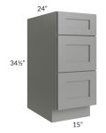 Shale Grey Shaker 15" 3-Drawer Base Cabinet