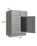Shale Grey Shaker 24" Vanity Sink Base Cabinet (Drawers on Left)